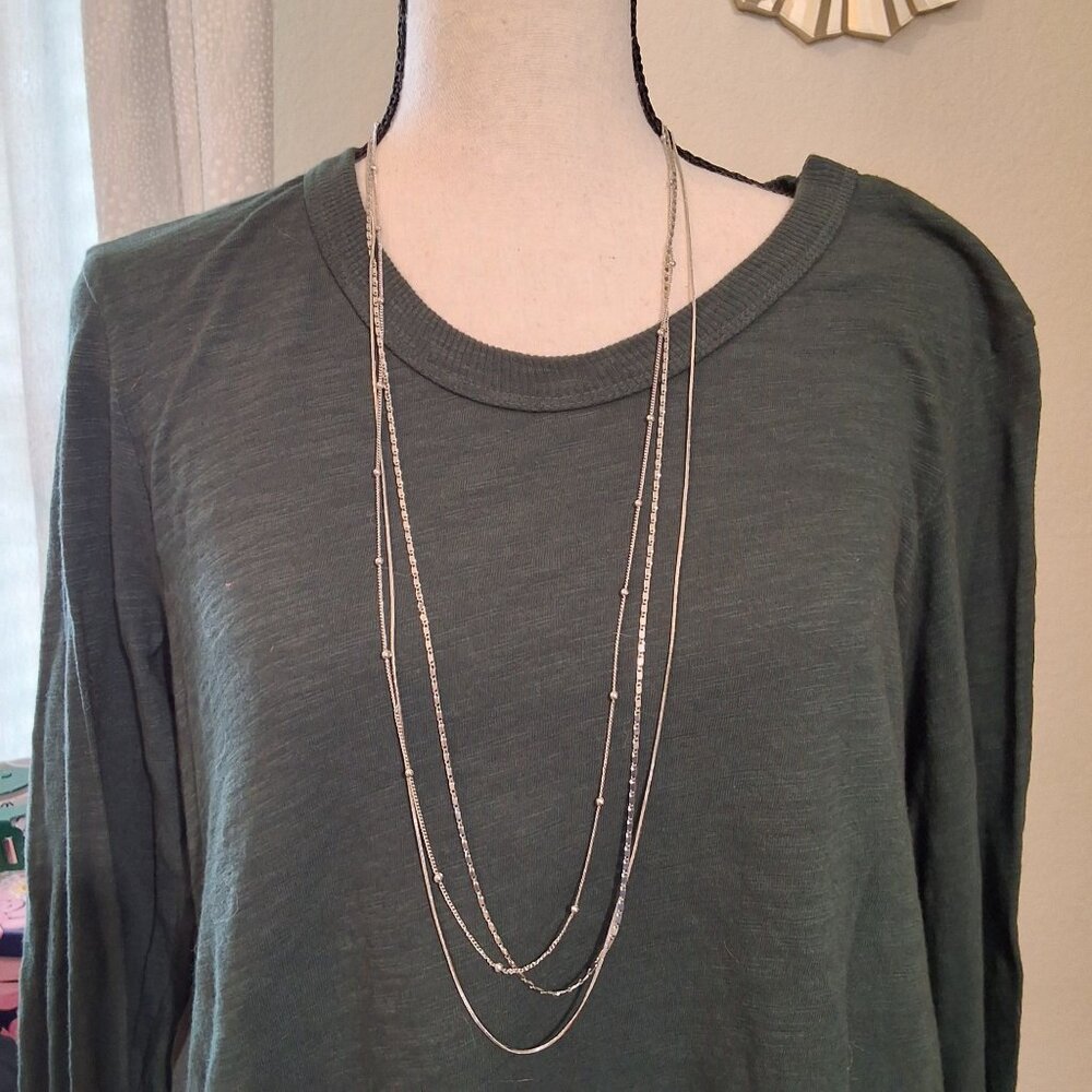 Bancroft Silver‎ Tone Multi-Layer Necklace With Adjustable Length - Picture 2 of 3